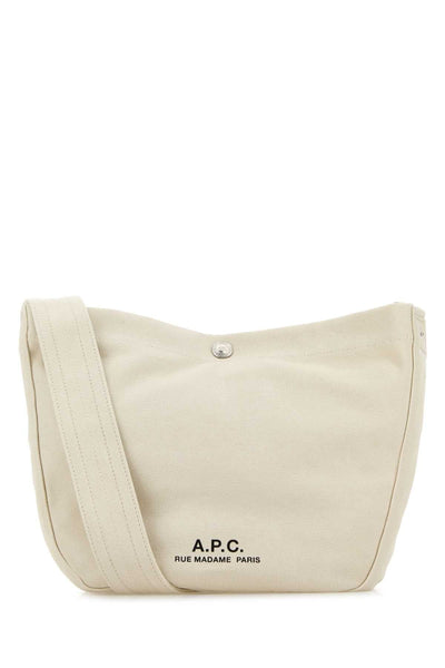A.P.C. Women Ivory Canvas Small Besace Crossbody Bag