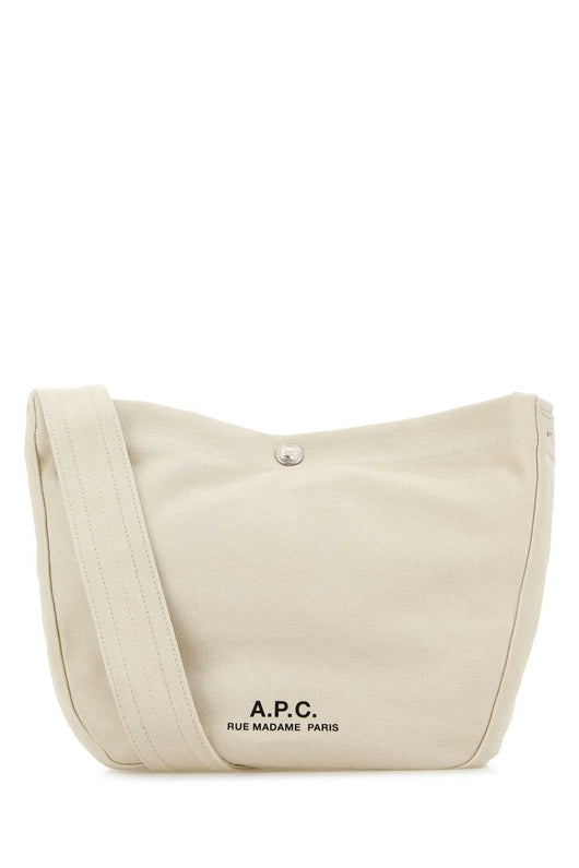 A.P.C. Women Ivory Canvas Small Besace Crossbody Bag
