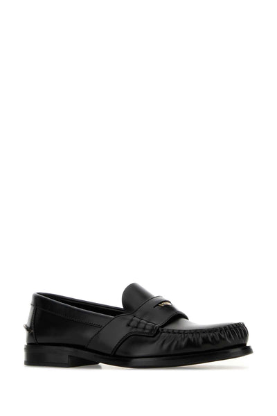 Prada Women Black Leather Loafers