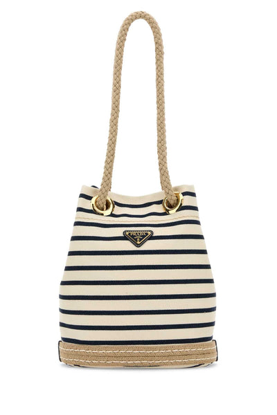 Prada Women Embroidered Canvas Bucket Bag