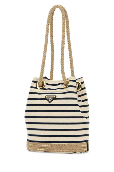 Prada Women Embroidered Canvas Bucket Bag