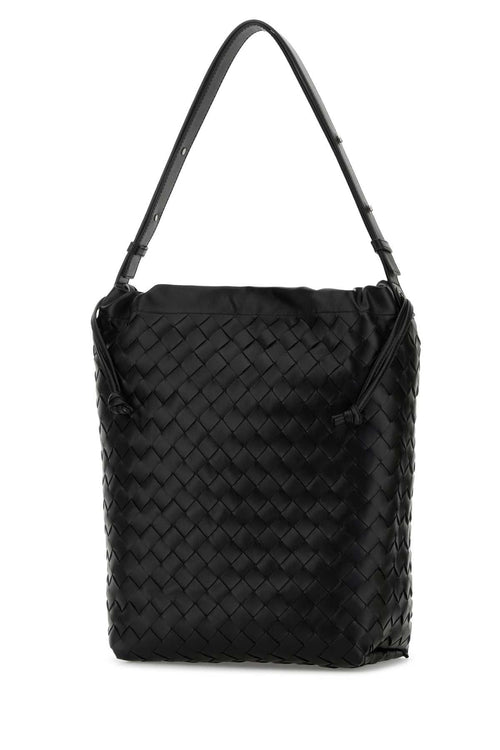 Bottega Veneta Men Black Leather Shopping Bag