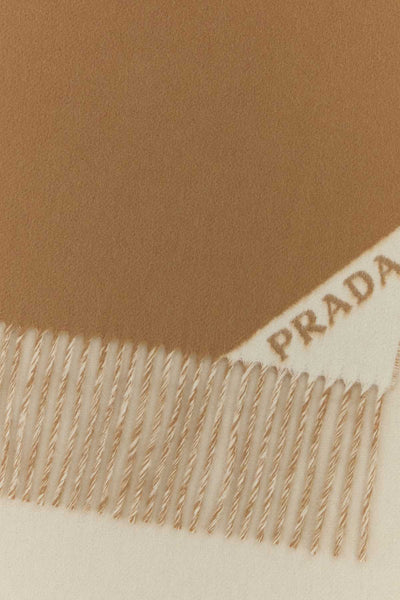 Prada Women Camel Cashmere Scarf