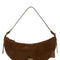 Prada Women Brown Suede Large Prada Demi-Lune Crossbody Bag