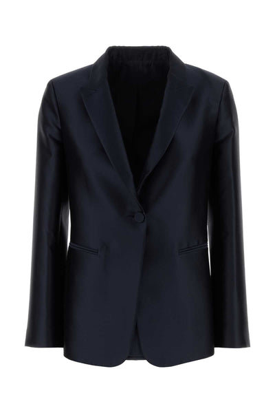 Alberta Ferretti Women Navy Blue Satin Blazer