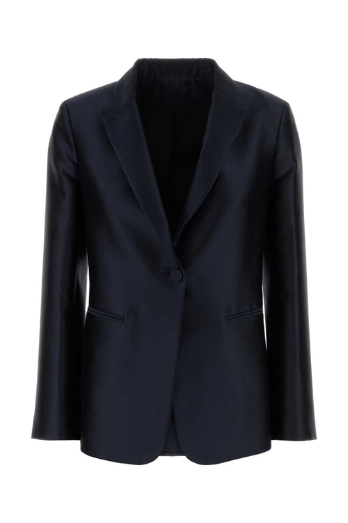 Alberta Ferretti Women Navy Blue Satin Blazer