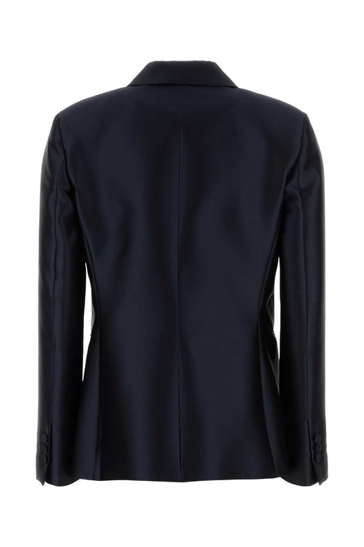 Alberta Ferretti Women Navy Blue Satin Blazer