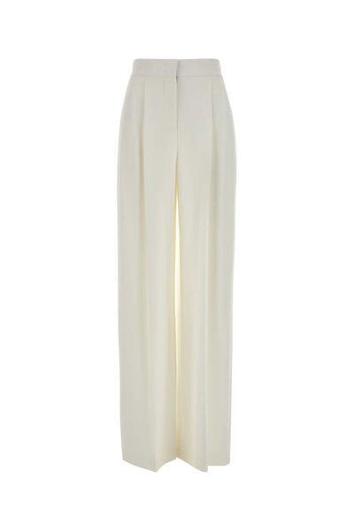 Alberta Ferretti Women White Stretch Crepe Wide-Leg Pant