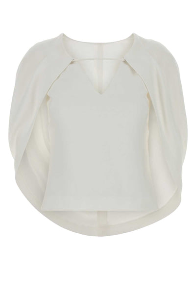 Alberta Ferretti Women White Stretch Crepe Top