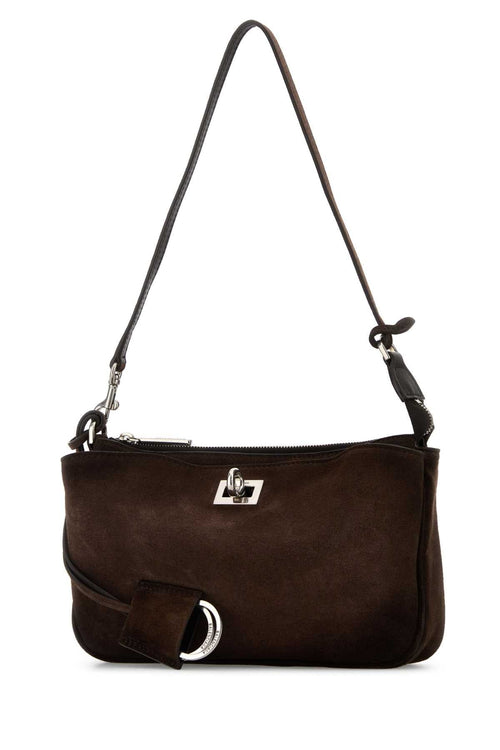 Balenciaga Women Brown Suede Rodeo Shoulder Bag