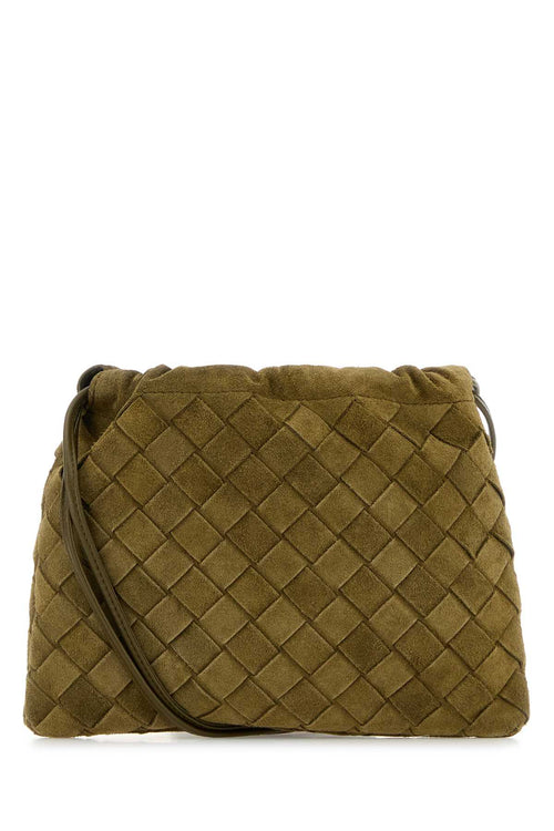 Bottega Veneta Women Army Green Suede Crossbody Bag