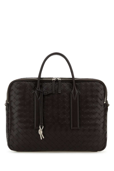 Bottega Veneta Men Dark Brown Leather Getaway Briefcase