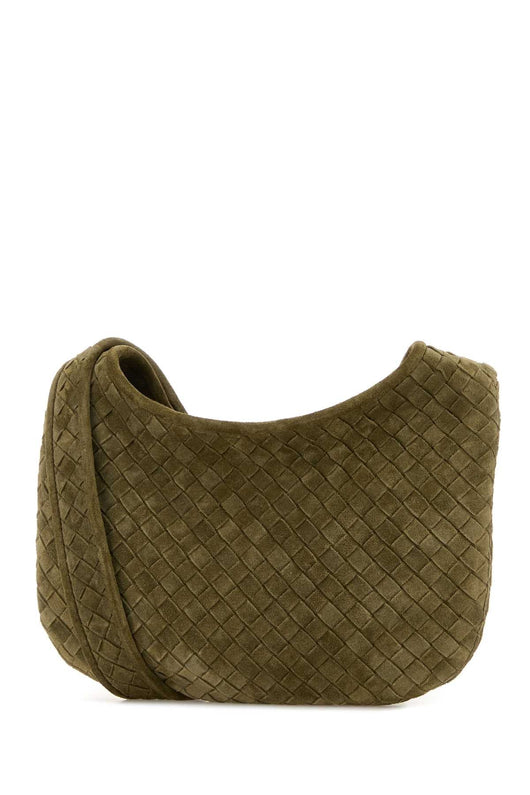 Bottega Veneta Men Sage Green Suede Crossbody Bag