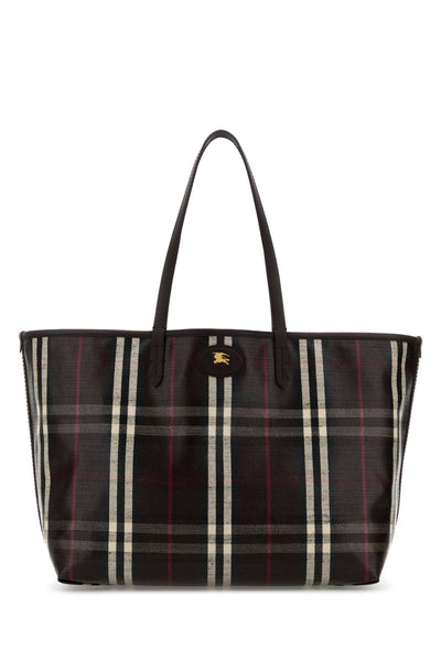 Burberry Women Embroidered Canvas Medium Highlands Shopping Bag