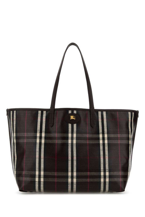Burberry Women Embroidered Canvas Medium Highlands Shopping Bag