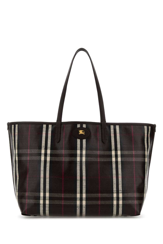 Burberry Women Embroidered Canvas Medium Highlands Shopping Bag