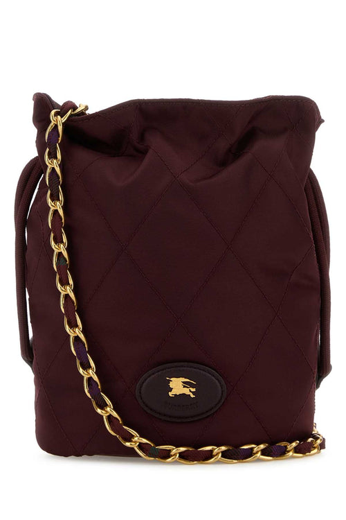 Burberry Women Burgundy Canvas Horseshoe Bucket Bag