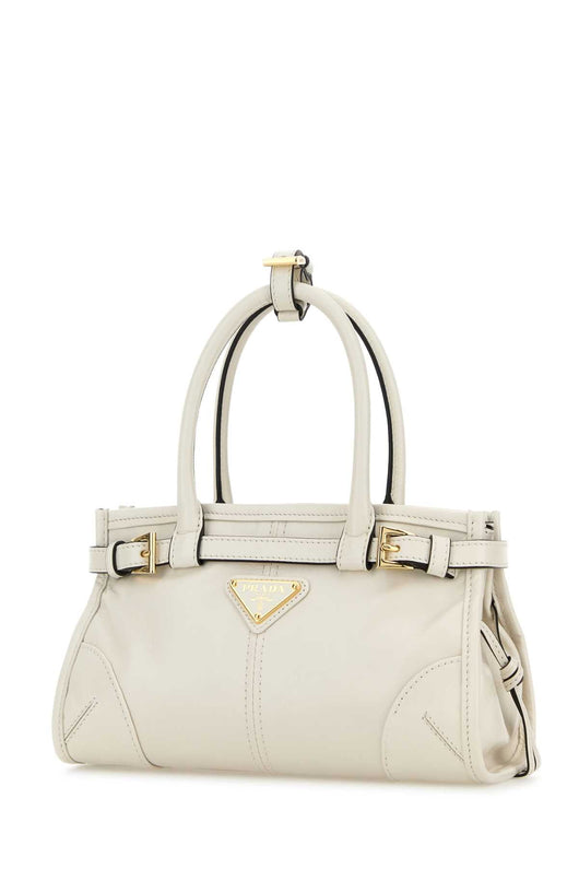 Prada Women Ivory Leather Mini Prada Bonnie Handbag