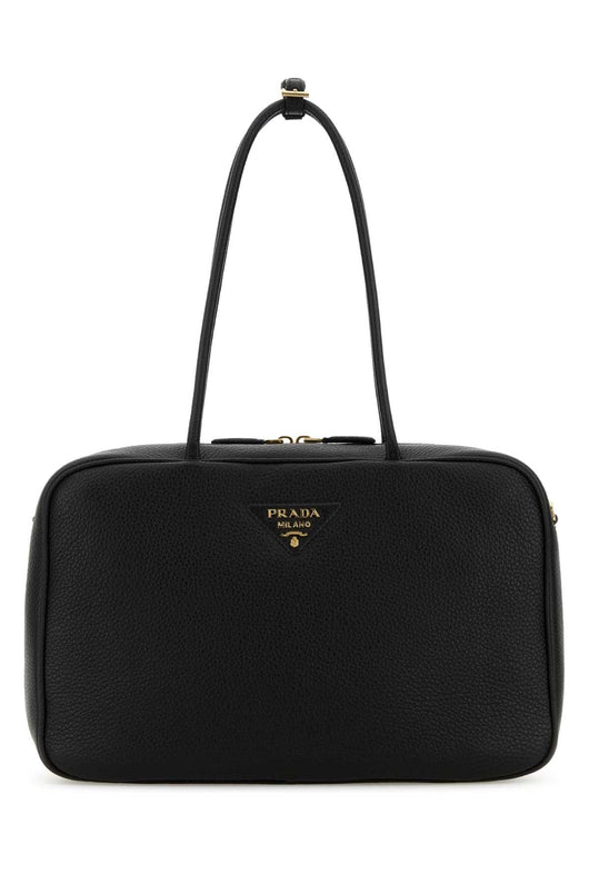 Prada Women Black Leather Shoulder Bag