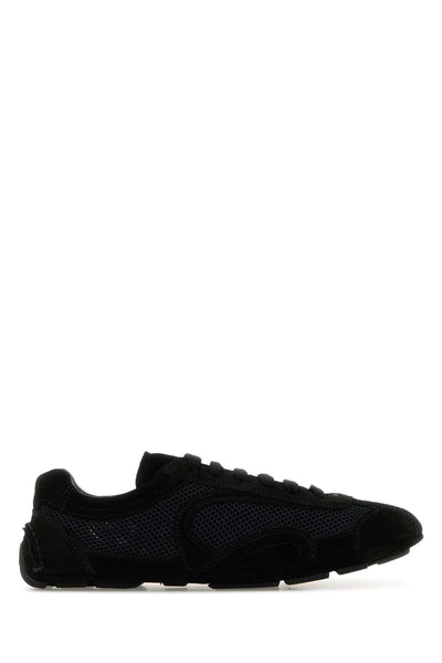 Prada Women Black Suede And Mesh Montecarlo Sneakers
