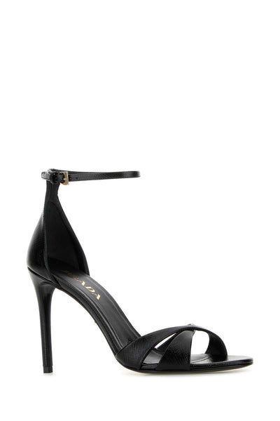 Prada Women Black Leather Sandals