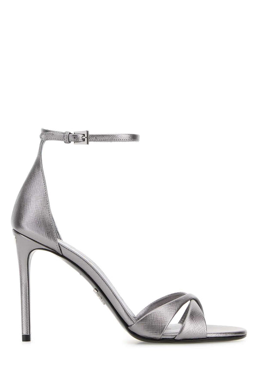 Prada Women Silver Leather Sandals