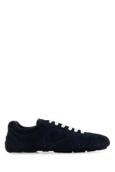 Prada Women Dark Blue Suede Montecarlo Sneakers