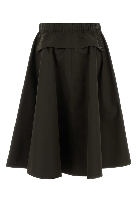 Prada Women Army Green Tech Fabric Skirt