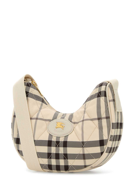 Burberry Women Embroidered Canvas Fabric Horseshoe Crossbody Bag
