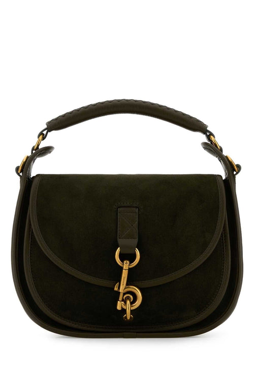 Burberry Women Bottle Green Suede Handbag