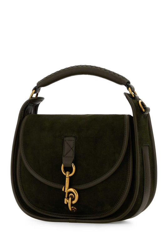 Burberry Women Bottle Green Suede Handbag