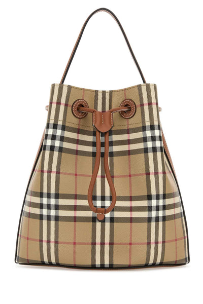Burberry Unisex Printed Canvas Check Bucket Bag