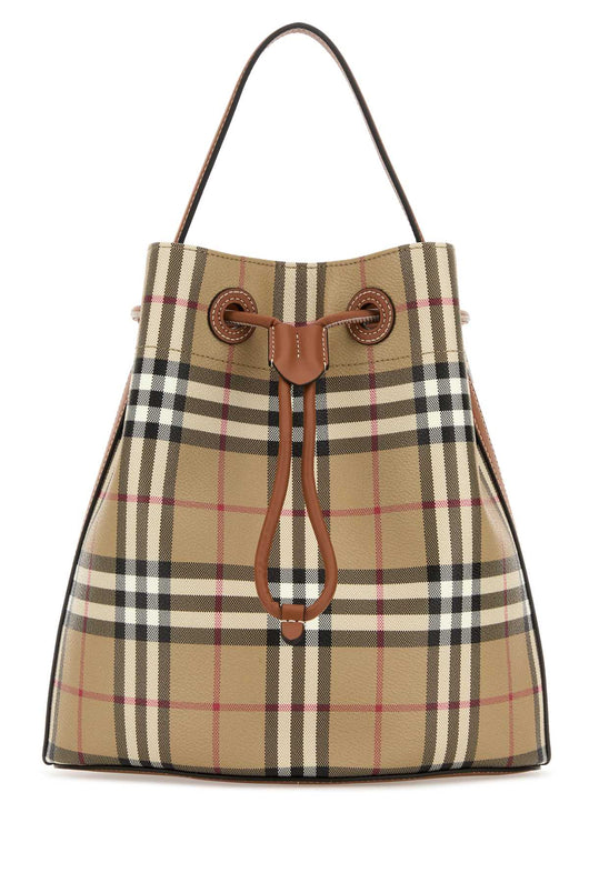 Burberry Unisex Printed Canvas Check Bucket Bag