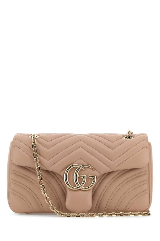 Gucci Women Powder Pink Nappa Leather Medium Gg Marmont Shoulder Bag