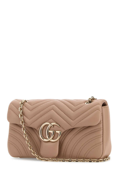 Gucci Women Powder Pink Nappa Leather Medium Gg Marmont Shoulder Bag