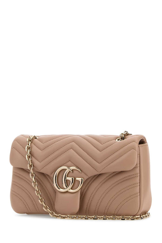Gucci Women Powder Pink Nappa Leather Medium Gg Marmont Shoulder Bag
