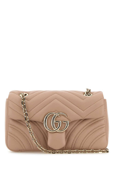 Gucci Women Powder Pink Nappa Leather Small Gg Marmont Shoulder Bag