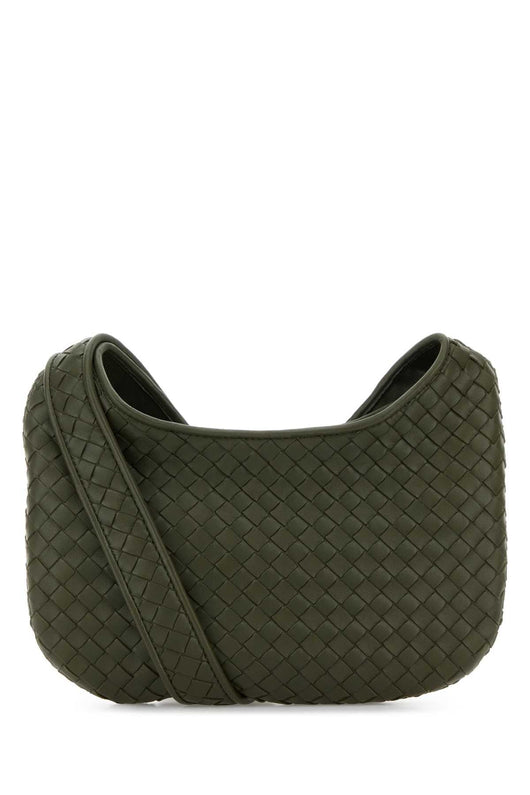 Bottega Veneta Men Army Green Leather Small Veneto Crossbody Bag