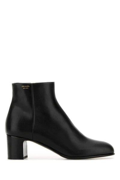 Prada Women Black Leather Ankle Boots