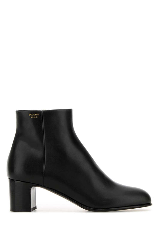 Prada Women Black Leather Ankle Boots