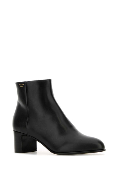Prada Women Black Leather Ankle Boots