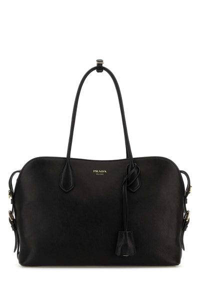 Prada Women Black Leather Large Shopping Bag