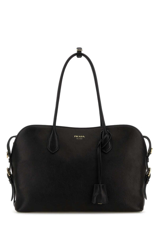 Prada Women Black Leather Large Shopping Bag
