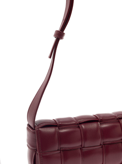 Bottega Veneta Women 'Small Padded Cassette'  Bordeaux Crossbody Bag In Intreccio Nappa Leather Woman