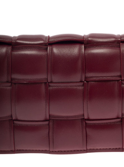 Bottega Veneta Women 'Small Padded Cassette' Bordeaux Crossbody Bag In Intreccio Nappa Leather Woman