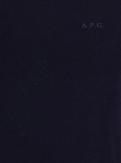 A.P.C. Women Blue High Neck Sweater With Logo Embroidery In Wool Woman
