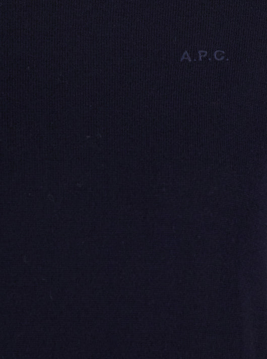A.P.C. Women Blue High Neck Sweater With Logo Embroidery In Wool Woman