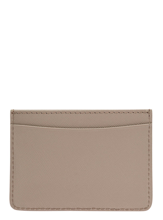 A.P.C. Men Grey Card Holder With Logo In Hammered Leather Woman