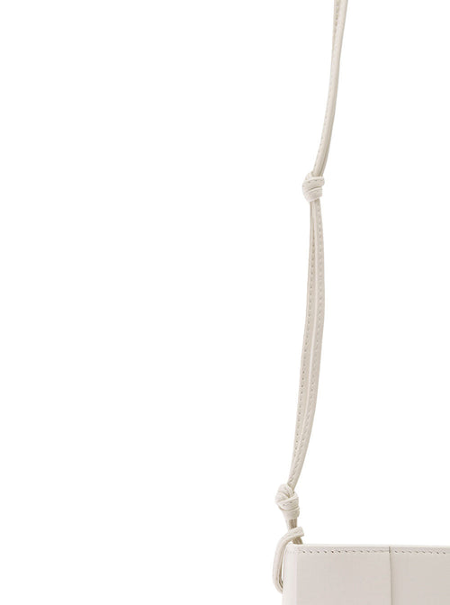 Bottega Veneta Women 'Phone Pouch' White Shoulder Bag With Knot Details In Intreccio Nappa Leather Woman