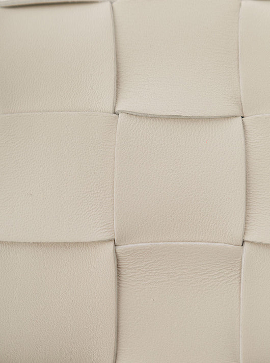 Bottega Veneta Women 'Small Cassette' White Crossbody Bag In Intreccio Nappa Leather Woman Bottega Veneta